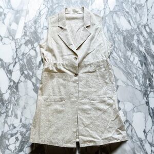 TAKE Crème Full-Length Linen Vest – Lightweight & Stylish